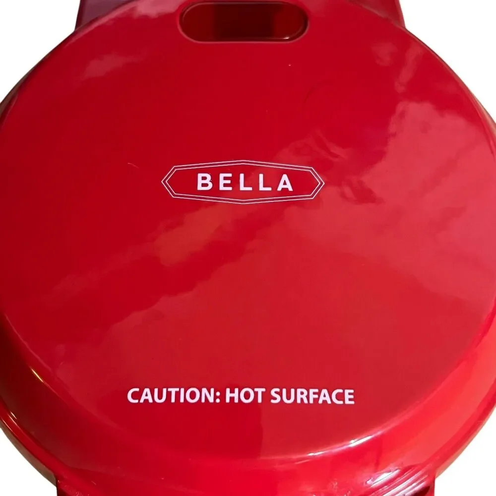 Bella Mini Waffle Maker Model GH-6201 Red Nonstick 4 Inch 350W Appliance